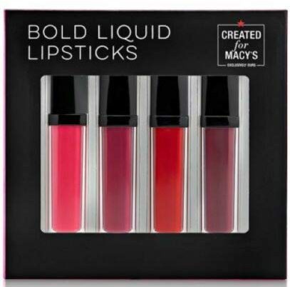 Macy's Bold Liquid Lipsticks 4 Piece Set Pinks/Reds Berrys Mauve